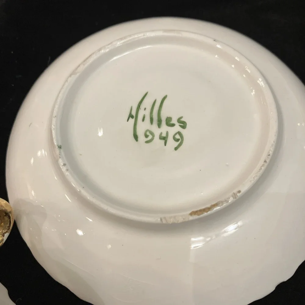 Vintage Lot 3 Fine China Porcelain Teacups & Saucers Floral Gold Blue Avon